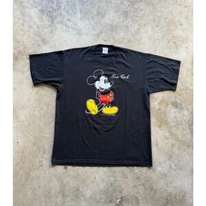Vintage 90s Mickey Mouse New York Black Souvenir Tee Size XL